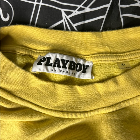Pacsun x Playboy Sweatshirt Yellow Pullover Venice Beach Logo - Picture 3 of 6